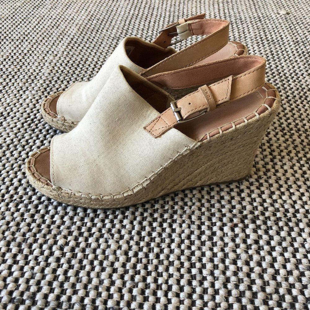 Toms neutral espadrille wedge sandals